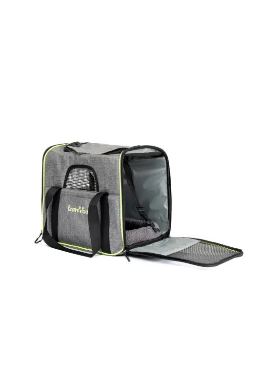 Kvadrat model bardoshli plastik to'rli mushuk va it tashish sumkasi - kulrang - 1