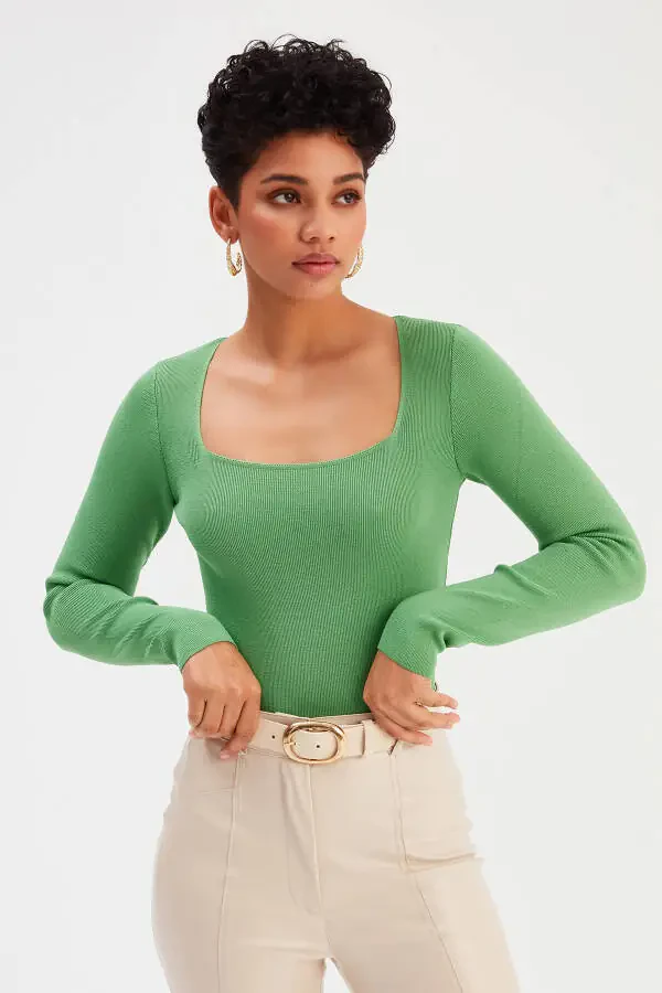 Kvadrat Yoqa Triko - Yashil - 3