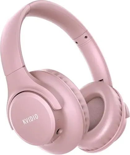 KVIDIO Bluetooth Headphones Over Ear, 65 Hours Playtime Wireless Headphones with Microphone, Foldable Lightweight Headset with Bass and Stereo Sound Low Latency for Travel Work Cellphone - 1