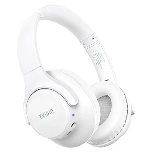 KVIDIO Bluetooth Headphones Over Ear, 65 Hours Playtime Wireless Headphones with Microphone, Foldable Lightweight Headset with Deep Bass, HiFi Stereo Sound Low Latency for Laptop PC Cellphone - KVIDIO