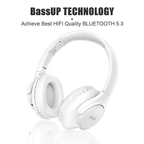 KVIDIO Bluetooth Headphones Over Ear, 65 Hours Playtime Wireless Headphones with Microphone, Foldable Lightweight Headset with Deep Bass, HiFi Stereo Sound Low Latency for Laptop PC Cellphone - 5