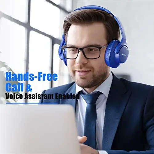 KVIDIO Bluetooth Headphones Over Ear, 65 Hours Playtime Wireless Headphones with Microphone, Foldable Lightweight Headset with Deep Bass, HiFi Stereo Sound Low Latency for Travel Work Cellphone - KVIDIO (1)