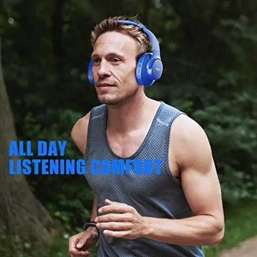 KVIDIO Bluetooth Headphones Over Ear, 65 Hours Playtime Wireless Headphones with Microphone, Foldable Lightweight Headset with Deep Bass, HiFi Stereo Sound Low Latency for Travel Work Cellphone - 4
