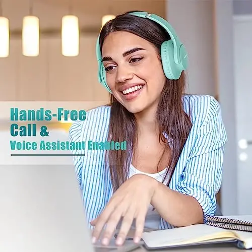 KVIDIO Bluetooth Headphones Over Ear, 65 Hours Playtime Wireless Headphones with Microphone, Foldable Lightweight Headset with Deep Bass, HiFi Stereo Sound Low Latency for Travel Work Cellphone - 1