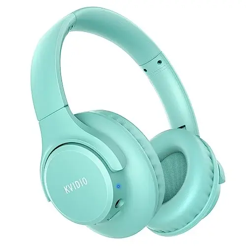 KVIDIO Bluetooth Headphones Over Ear, 65 Hours Playtime Wireless Headphones with Microphone, Foldable Lightweight Headset with Deep Bass, HiFi Stereo Sound Low Latency for Travel Work Cellphone - 4