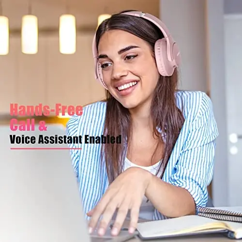 KVIDIO Bluetooth Quloqchinlar Quloq ustida, 65 soat O'yin vaqti Mikrofonli simsiz quloqchinlar, Bass va Stereo tovushli katlanadigan engil гарнитура, Sayohat uchun past kechikish Ish mobil telefoni - 5