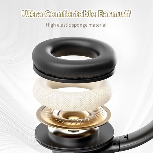 KVIDIO Bluetooth Headphones Over Ear, 65 Hours Playtime Wireless Headphones with Microphone, Foldable Lightweight Headset with Deep Bass, HiFi Stereo Sound Low Latency for Travel Work Cellphone - 4