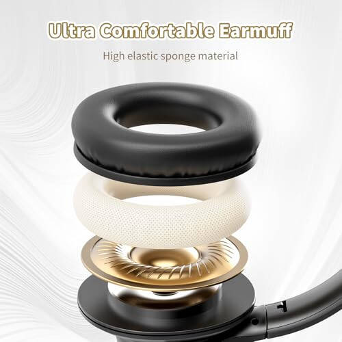 KVIDIO [Updated Bluetooth Headphones Over Ear, 65 Hours Playtime Wireless Headphones with Microphone,Foldable Lightweight Headset with Deep Bass,HiFi Stereo Sound for Travel Work Cellphone] - 4