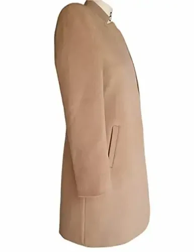 Kwoki Ayollar Tik Yoqali Ochiq Old Peash Coat Kundalik Qishgi Issiq O'rta Uzun Blazer Trench Palto Ustki Kiyim - 6