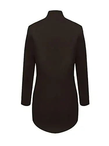 Kwoki Women's Stand Collar Casual Mid Long Winter Warm Wool Blend Pea Coat | Notched Lapel,Long Sleeve,Overcoat,Trenchcoat,Slim Fit,Open Front,Pockets,Spring,Fall,Autumn,Outfit,Blazer,Work Office Jacket - 5