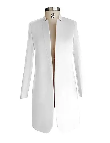 Kwoki Women's Stand Collar Casual Mid Long Winter Warm Wool Blend Pea Coat | Notched Lapel,Long Sleeve,Overcoat,Trenchcoat,Slim Fit,Open Front,Pockets,Spring,Fall,Autumn,Outfit,Blazer,Work Office Jacket - 3