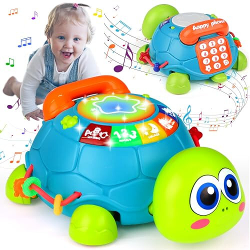 KWYZ Baby Toys 6-12 Months, Musical Turtle Crawling Baby Toys 12-18 Months, Tummy Time Toys with Light & Sound, Infant Toys 0-3 3-6 6-18 Months Newborn Toys Birthday Toys for 1 2 Year Old Boy Girl - 1