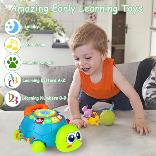 KWYZ Baby Toys 6-12 Months, Musical Turtle Crawling Baby Toys 12-18 Months, Tummy Time Toys with Light & Sound, Infant Toys 0-3 3-6 6-18 Months Newborn Toys Birthday Toys for 1 2 Year Old Boy Girl - 4