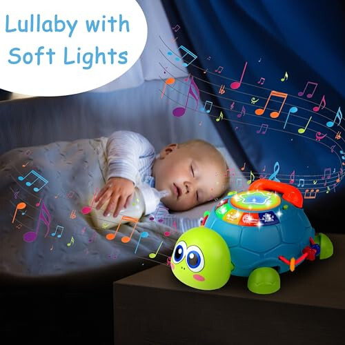 KWYZ Baby Toys 6-12 Months, Musical Turtle Crawling Baby Toys for 12-18 Months, Tummy Time Toys with Light & Sound, Infant Toy 0-3 3-6 6-18M Birthday Gifts for 1 2 Year Old Boy Girl - 5