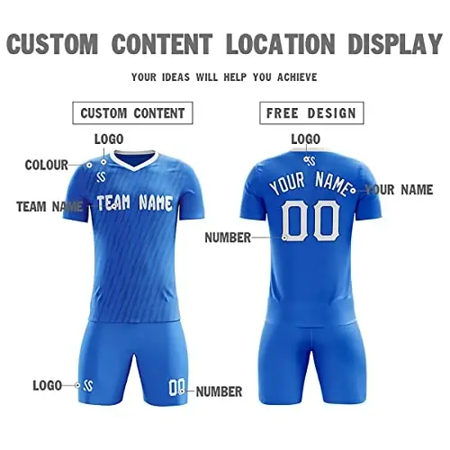 KXK Custom Futbolkalari Shortslari Shaxsiy Bosma Ism Raqami Logotipi, Erkaklar/Ayollar/Bolalar uchun V-bo'yinli Qisqa Yengli Forma - 3