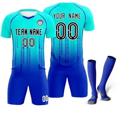 KXK Custom Soccer Jersey Personalized Soccer Practice Uniform Printed Name Number Logo for Adult Kids - 8