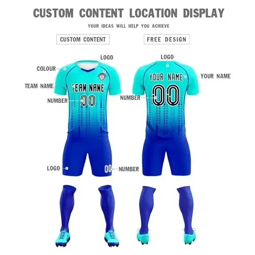 KXK Custom Soccer Jersey Personalized Soccer Practice Uniform Printed Name Number Logo for Adult Kids - 5