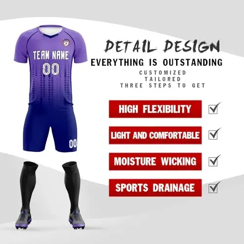 KXK Custom Soccer Jersey Personalized Soccer Practice Uniform Printed Name Number Logo for Adult Kids - 7