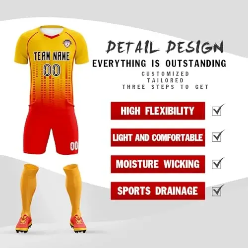 KXK Custom Soccer Jersey Personalized Soccer Practice Uniform Printed Name Number Logo for Adult Kids - 7