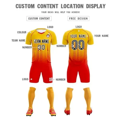 KXK Custom Soccer Jersey Personalized Soccer Practice Uniform Printed Name Number Logo for Adult Kids - 8