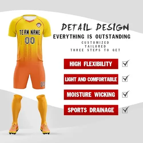 KXK Custom Soccer Jersey Personalized Soccer Practice Uniform Printed Name Number Logo for Adult Kids - 7