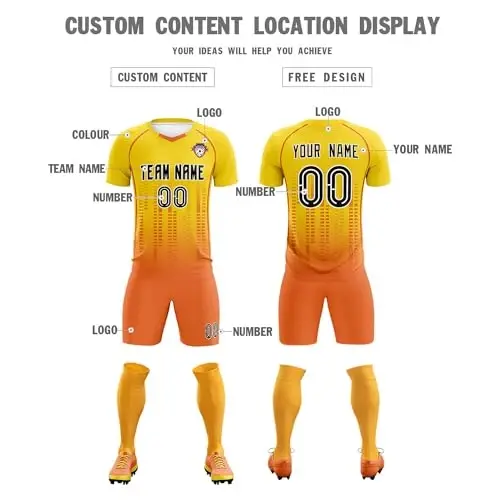 KXK Custom Soccer Jersey Personalized Soccer Practice Uniform Printed Name Number Logo for Adult Kids - 8