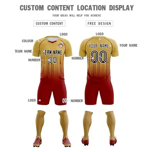 KXK Custom Soccer Jersey Personalized Soccer Practice Uniform Printed Name Number Logo for Adult Kids - 8