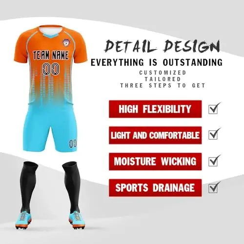 KXK Custom Soccer Jersey Personalized Soccer Practice Uniform Printed Name Number Logo for Adult Kids - 7