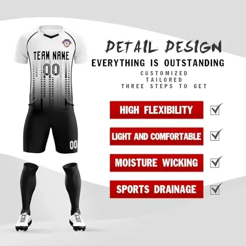 KXK Custom Soccer Jersey Personalized Soccer Practice Uniform Printed Name Number Logo for Adult Kids - 7
