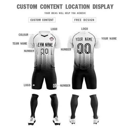 KXK Custom Soccer Jersey Personalized Soccer Practice Uniform Printed Name Number Logo for Adult Kids - 3