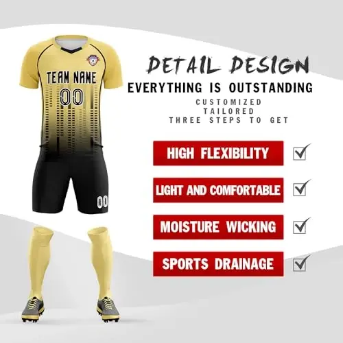 KXK Custom Soccer Jersey Personalized Soccer Practice Uniform Printed Name Number Logo for Adult Kids - 7