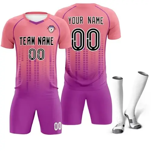 KXK Custom Soccer Jersey Personalized Soccer Practice Uniform Printed Name Number Logo for Adult Kids - 6