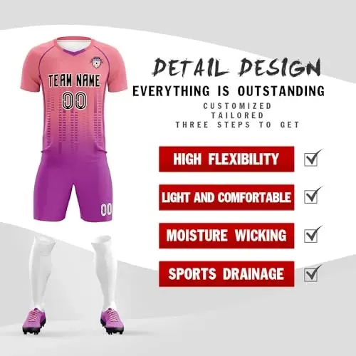 KXK Custom Soccer Jersey Personalized Soccer Practice Uniform Printed Name Number Logo for Adult Kids - 7