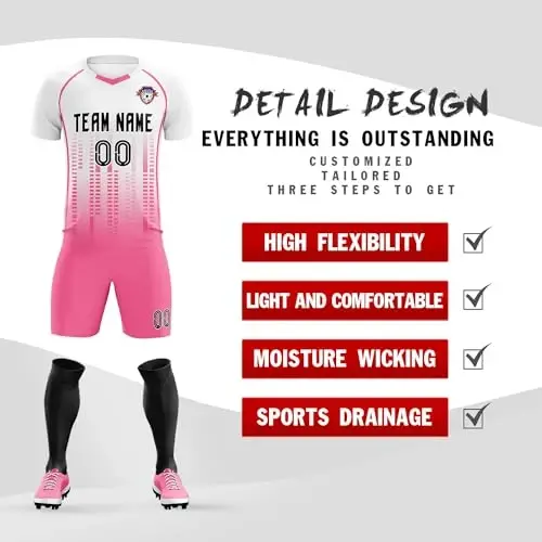 KXK Custom Soccer Jersey Personalized Soccer Practice Uniform Printed Name Number Logo for Adult Kids - 7