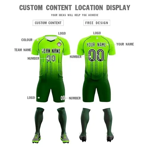 KXK Custom Soccer Jersey Personalized Soccer Practice Uniform Printed Name Number Logo for Adult Kids - 8