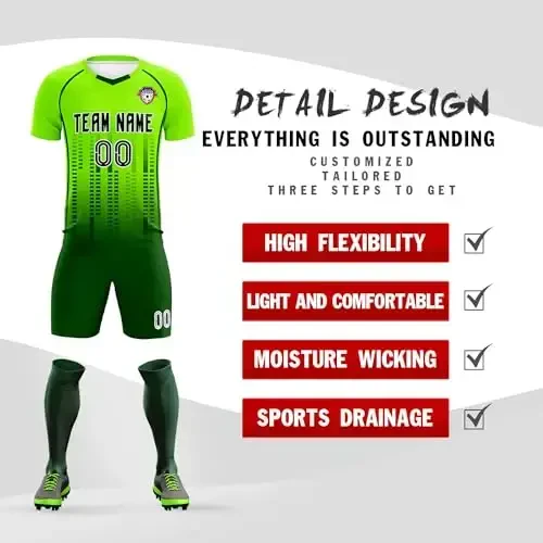 KXK Custom Soccer Jersey Personalized Soccer Practice Uniform Printed Name Number Logo for Adult Kids - 2