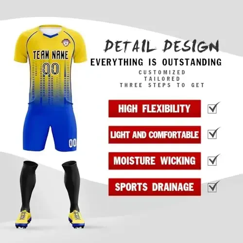 KXK Custom Soccer Jersey Personalized Soccer Practice Uniform Printed Name Number Logo for Adult Kids - 2