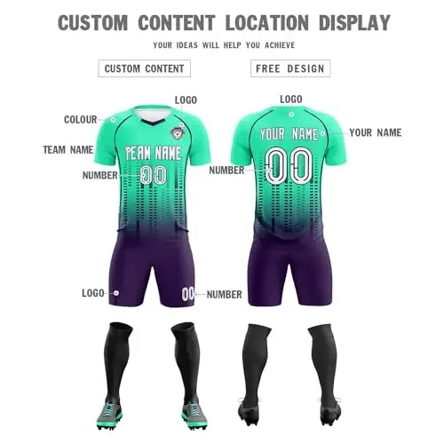 KXK Custom Soccer Jersey Personalized Soccer Practice Uniform Printed Name Number Logo for Adult Kids - 8