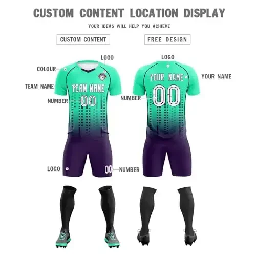 KXK Custom Soccer Jersey Personalized Soccer Practice Uniform Printed Name Number Logo for Adult Kids - 3