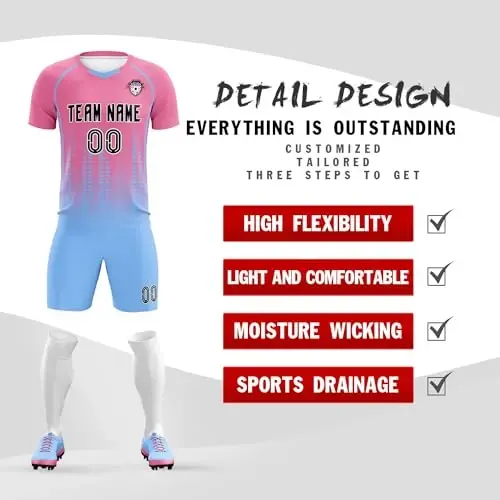 KXK Custom Soccer Jersey Personalized Soccer Practice Uniform Printed Name Number Logo for Adult Kids - 2