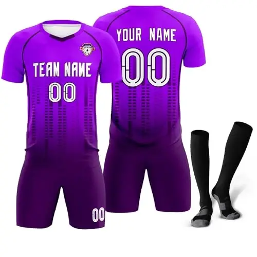KXK Custom Soccer Jersey Personalized Soccer Practice Uniform Printed Name Number Logo for Adult Kids - 6