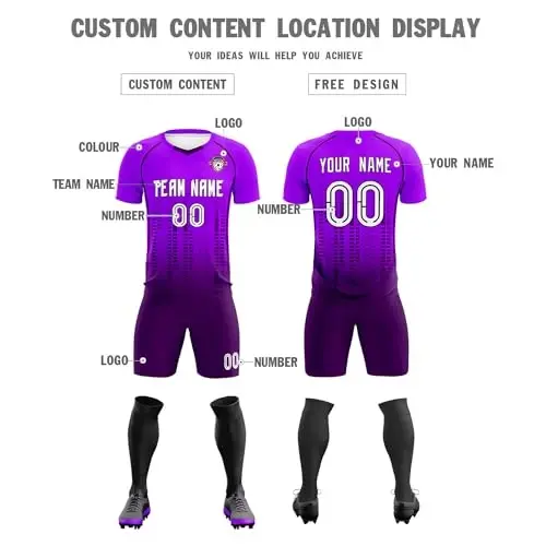 KXK Custom Soccer Jersey Personalized Soccer Practice Uniform Printed Name Number Logo for Adult Kids - 8