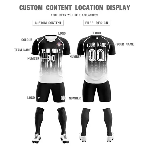KXK Custom Soccer Jersey Personalized Soccer Practice Uniform Printed Name Number Logo for Adult Kids - 8