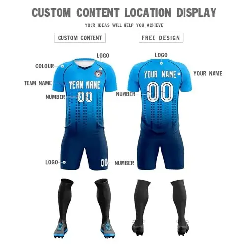 KXK Custom Soccer Jersey Personalized Soccer Practice Uniform Printed Name Number Logo for Adult Kids - 8