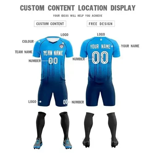 KXK Custom Soccer Jersey Personalized Soccer Practice Uniform Printed Name Number Logo for Adult Kids - 3