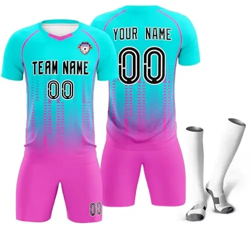 KXK Custom Soccer Jersey Personalized Soccer Practice Uniform Printed Name Number Logo for Adult Kids - 6