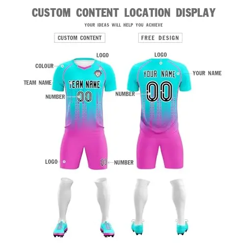 KXK Custom Soccer Jersey Personalized Soccer Practice Uniform Printed Name Number Logo for Adult Kids - 8