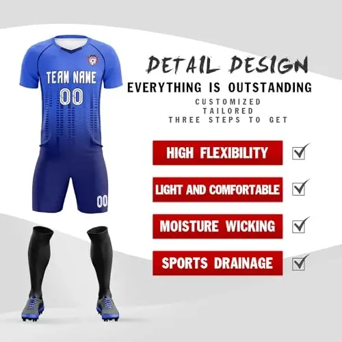 KXK Custom Soccer Jersey Personalized Soccer Practice Uniform Printed Name Number Logo for Adult Kids - KXK (1)