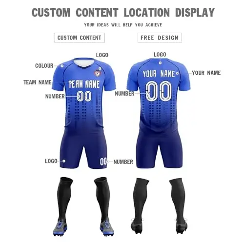 KXK Custom Soccer Jersey Personalized Soccer Practice Uniform Printed Name Number Logo for Adult Kids - 3