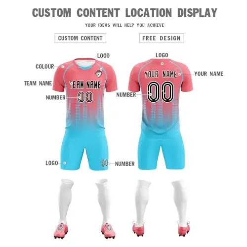 KXK Custom Soccer Jersey Personalized Soccer Practice Uniform Printed Name Number Logo for Adult Kids - 3